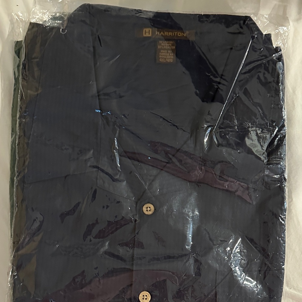 BRAND NEW IN PACKAGE Harriton Men's Navy Casual Button Down Shirt